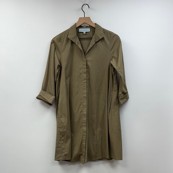 Tuckernuck Charlie Stand Collar Relaxed Button Down Relaxed Dress Sage XS - Picture 4 of 11
